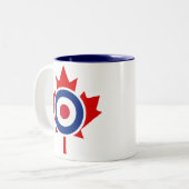 Mod Canada Curling Hockey Target Roundel Tweekleurige Koffiemok (Voorkant links)