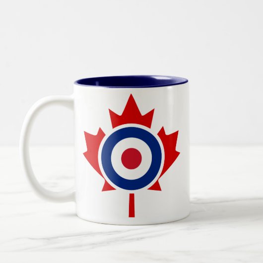 Mod Canada Curling Hockey Target Roundel Tweekleurige Koffiemok (Links)