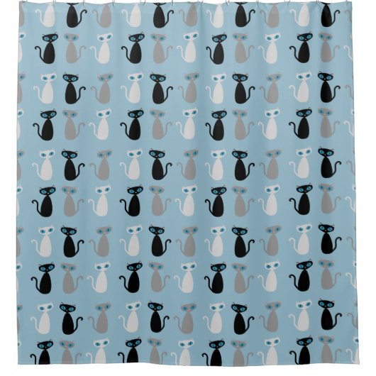 Mod Cats Douchetouw op maatwerk kleur Douchegordijn (Voorkant)