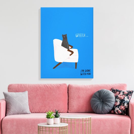 Mod Cats - Go Fetch Canvas Afdruk (Insitu (Woonkamer))