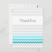 Mod chevron aqua Ombre bruiloft Hartelijk dank Briefkaart (Voorkant / Achterkant)