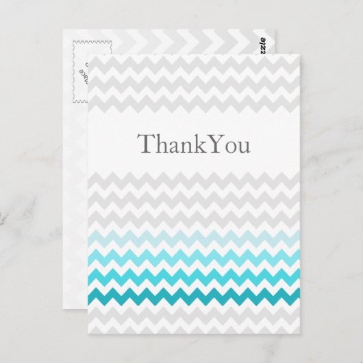 Mod chevron aqua Ombre bruiloft Hartelijk dank Briefkaart (Voorkant / Achterkant)