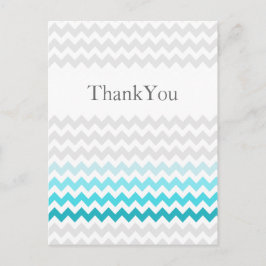 Mod chevron aqua Ombre bruiloft Hartelijk dank Briefkaart