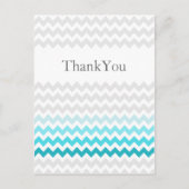 Mod chevron aqua Ombre bruiloft Hartelijk dank Briefkaart (Voorkant)