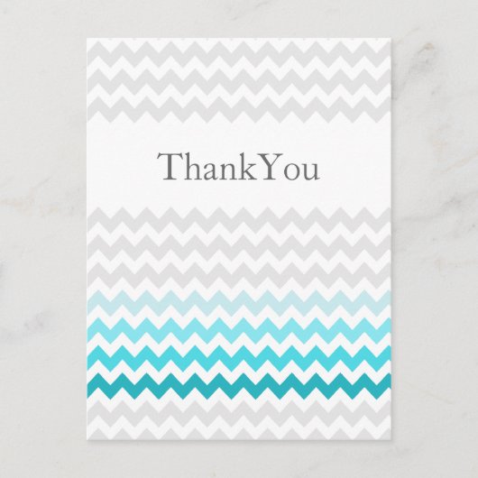 Mod chevron aqua Ombre bruiloft Hartelijk dank Briefkaart (Voorkant)