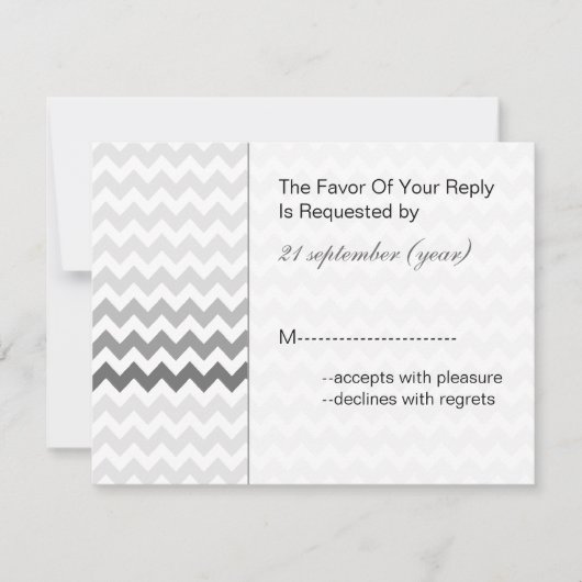 Mod chevron gray Ombre bruiloft rsvp Kaartje (Voorkant)