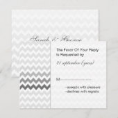 Mod chevron gray Ombre bruiloft rsvp Kaartje (Voorkant / Achterkant)
