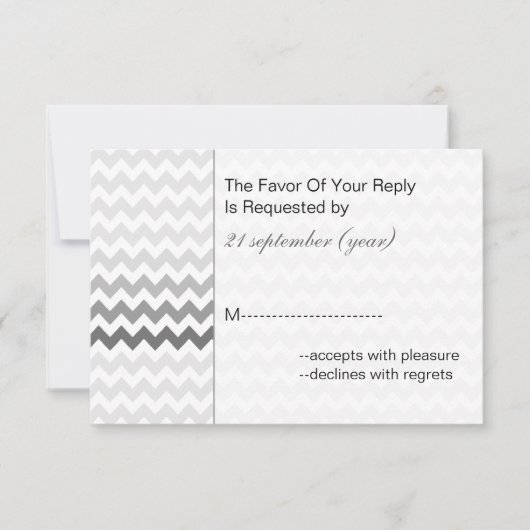 Mod chevron grijs Ombre bruiloft rsvp 3.5 x 5 (Voorkant)