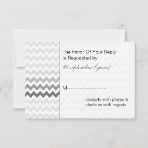 Mod chevron grijs Ombre bruiloft rsvp 3.5 x 5 Kaartje