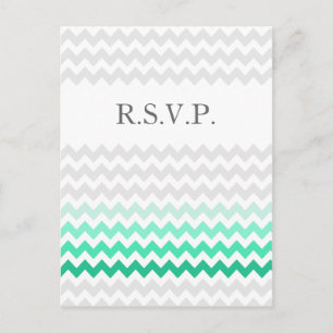 Mod chevron mint green Ombre bruiloft rsvp Uitnodiging Briefkaart
