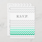 Mod chevron mint green Ombre bruiloft rsvp Uitnodiging Briefkaart (Voorkant / Achterkant)