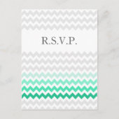 Mod chevron mint green Ombre bruiloft rsvp Uitnodiging Briefkaart (Voorkant)