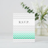 Mod chevron mint green Ombre bruiloft rsvp Uitnodiging Briefkaart (Staand voorkant)
