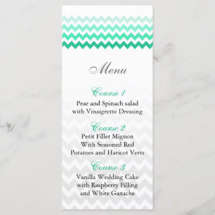 Mod chevron mint green Ombre trouwmenkkaarten Menu