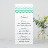 Mod chevron mint groen Ombre bruiloft menu kaarten (Staand voorkant)