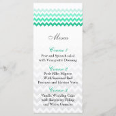 Mod chevron mint groen Ombre bruiloft menu kaarten (Voorkant)