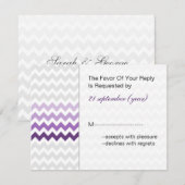 Mod chevron paarse Ombre bruiloft rsvp Kaartje (Voorkant / Achterkant)