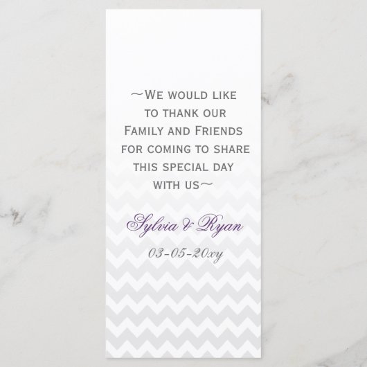 Mod chevron paarse Ombre trouwmenkkaarten Menu (Achterkant)