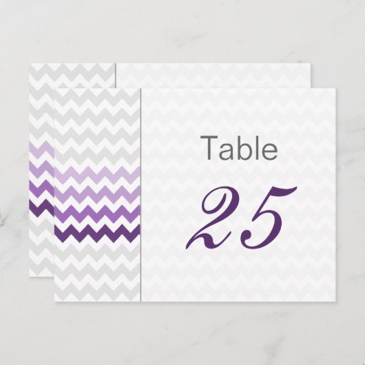 Mod chevron paarse Ombre trouwtabelnummers Briefkaart (Voorkant / Achterkant)