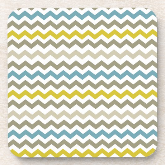 Mod Chevron Yellow Blue Gray Modern Onderzetter (Voorkant)