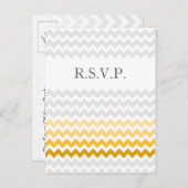Mod chevron yellow en grijs Ombre bruiloft rsvp Uitnodiging Briefkaart (Voorkant / Achterkant)