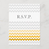Mod chevron yellow en grijs Ombre bruiloft rsvp Uitnodiging Briefkaart (Voorkant)