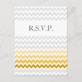 Mod chevron yellow en grijs Ombre bruiloft rsvp Uitnodiging Briefkaart