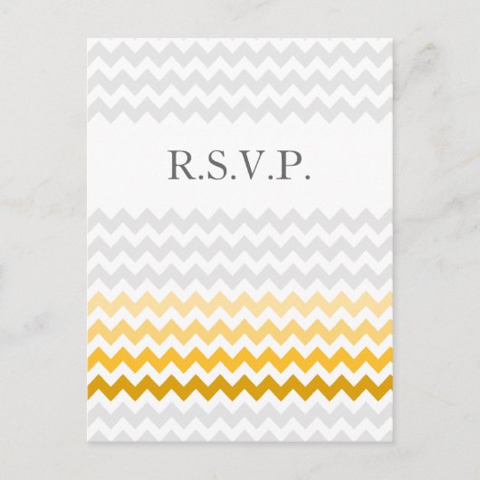 Mod chevron yellow en grijs Ombre bruiloft rsvp Uitnodiging Briefkaart (Voorkant)