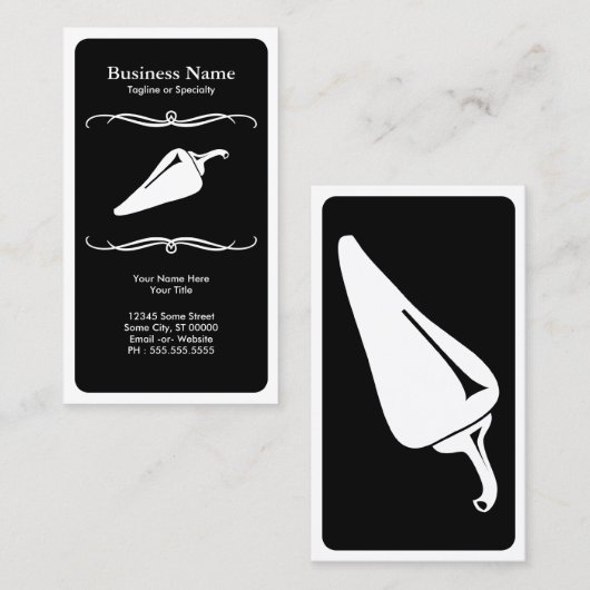 Mod chili peper : zwart en wit visitekaartje (Voorkant / Achterkant)