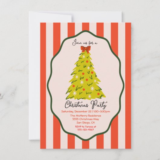 Mod Christmas Party hand getrokken boom Kaart (Voorkant)