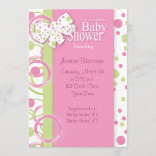 Mod Circles Baby Girl Shower Kaart