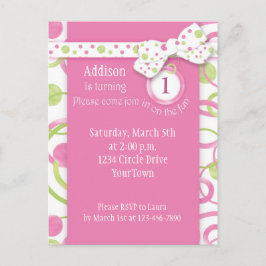 Mod Circles Girl's 1st Birthday Briefkaart Invitat