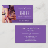 Mod Classy Paarse Mode Girl Makeup Hair Salon Visitekaartje (Voorkant / Achterkant)