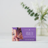 Mod Classy Paarse Mode Girl Makeup Hair Salon Visitekaartje (Staand voorkant)