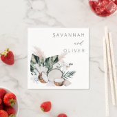 MOD Coconut Coral & White Floral Name Napkins Servet (Insitu)