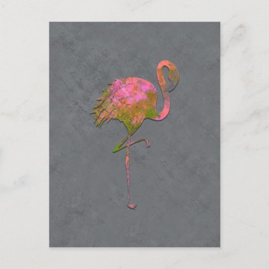 Mod Colorful Summer Flamingo Chic Modern Grey Briefkaart (Voorkant)