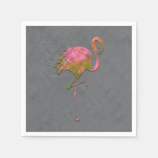 Mod Colorful Summer Flamingo Chic Modern Grey Servet (Voorkant)