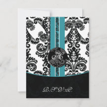 Mod Damask Aqua RSVP Standaard 3.5 x 5