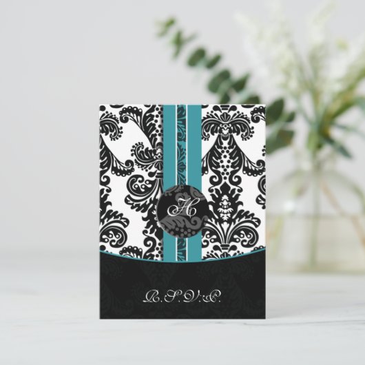 Mod Damask Aqua RSVP Standaard 3.5 x 5 (Staand voorkant)