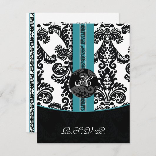 Mod Damask Aqua RSVP Standaard 3.5 x 5 (Voorkant / Achterkant)