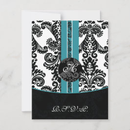 Mod Damask Aqua RSVP Standaard 3.5 x 5 Kaartje