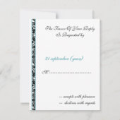 Mod Damask Aqua RSVP Standaard 3.5 x 5 Kaartje (Achterkant)