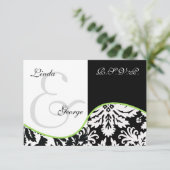Mod Damask Green RSVP-kaarten standaard 3,5 x 5 RSVP Kaartje (Staand voorkant)