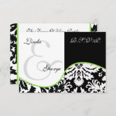 Mod Damask Green RSVP-kaarten standaard 3,5 x 5 RSVP Kaartje (Voorkant / Achterkant)