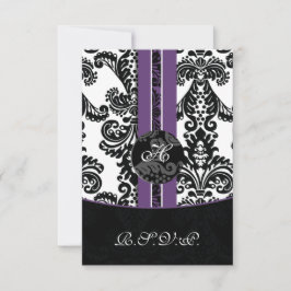 Mod Damask paarse RSVP-kaarten standaard 3,5 x 5 RSVP Kaartje