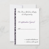 Mod Damask paarse RSVP-kaarten standaard 3,5 x 5 RSVP Kaartje (Achterkant)