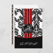 Mod Damask rode RSVP kaarten standaard 3,5 x 5 (Voorkant / Achterkant)
