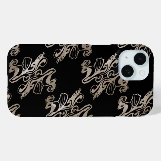 Mod damast textuur (zilver en zwart) Case-Mate iPhone case (Achterkant (horizontaal))