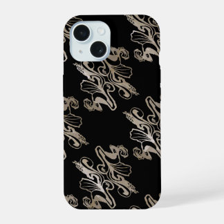 Mod damast textuur (zilver en zwart) iPhone 15 case