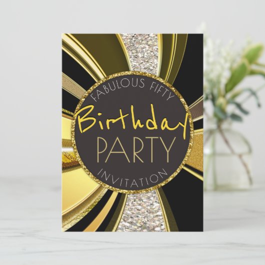 Mod Deco Fabulous 50 Verjaardag Stijlvol Glam Part Kaart (Staand voorkant)